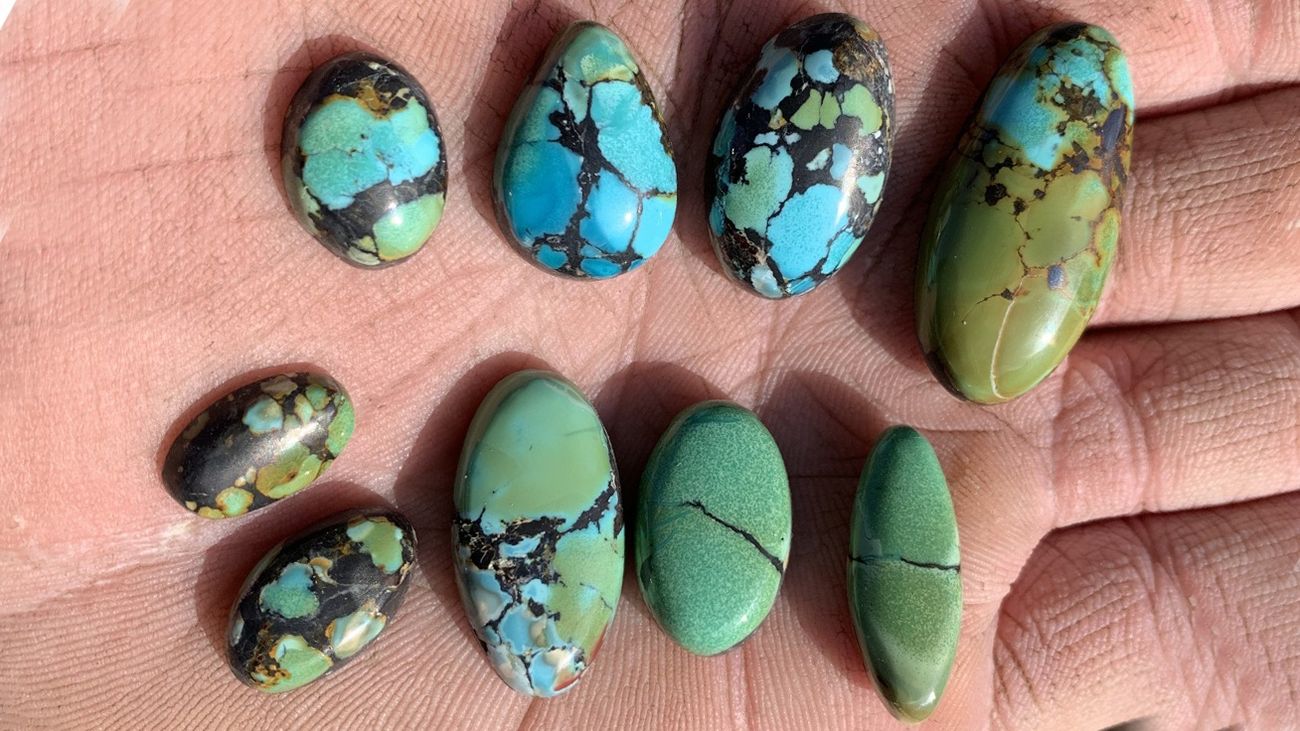 Desert Springs turquoise with black spiderweb matrix, Esmeralda County, Nevada