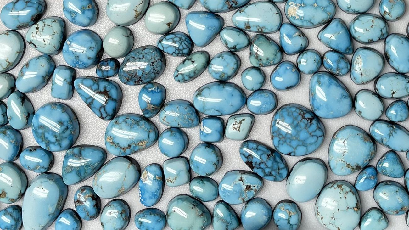 Tomahawk turquoise cabochons, Esmeralda County, Nevada